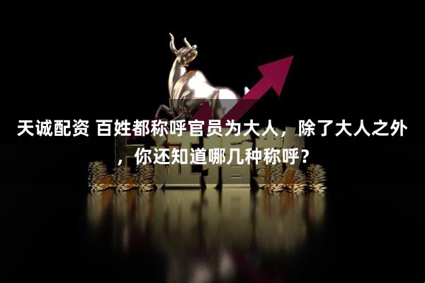 天诚配资 百姓都称呼官员为大人，除了大人之外，你还知道哪几种称呼？